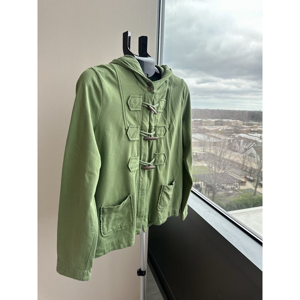 Charter Club Women's M Green Cape Hoodie 100% Cotton Toggle Long Sleeve Casual